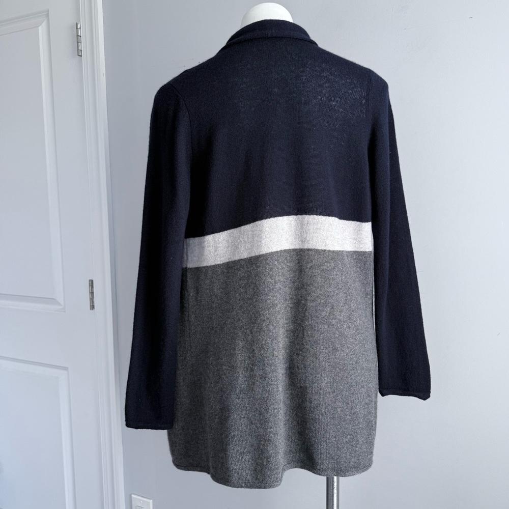 LE TRICOT PERUGIA 100% Cashmere Color Block Open Front Cardigan S Quiet Luxury - Picture 5 of 14